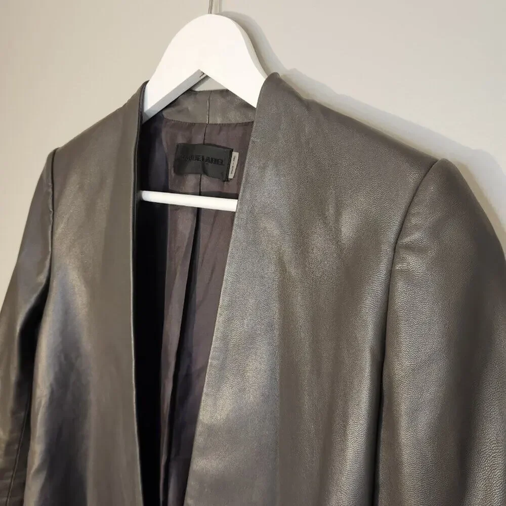 Blaque Label Grey Sculpted Blazer Faux Leather and Knit - Size S